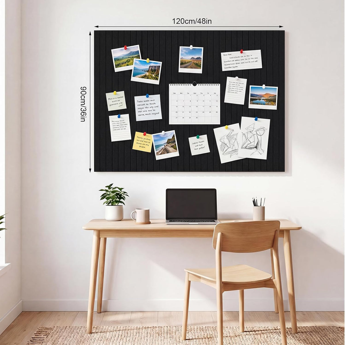 Thboxes Large Cork Board Alternative 48" x 36", 12-Pack Pin Board w...