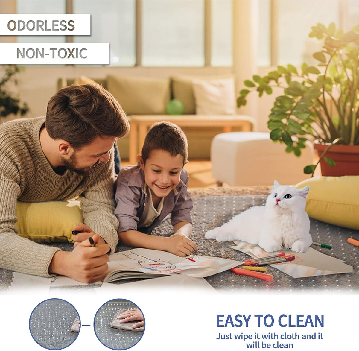 Amyracel Office Chair Mat, 60" x 46" Easy Glide Plastic Floor Mat, ...