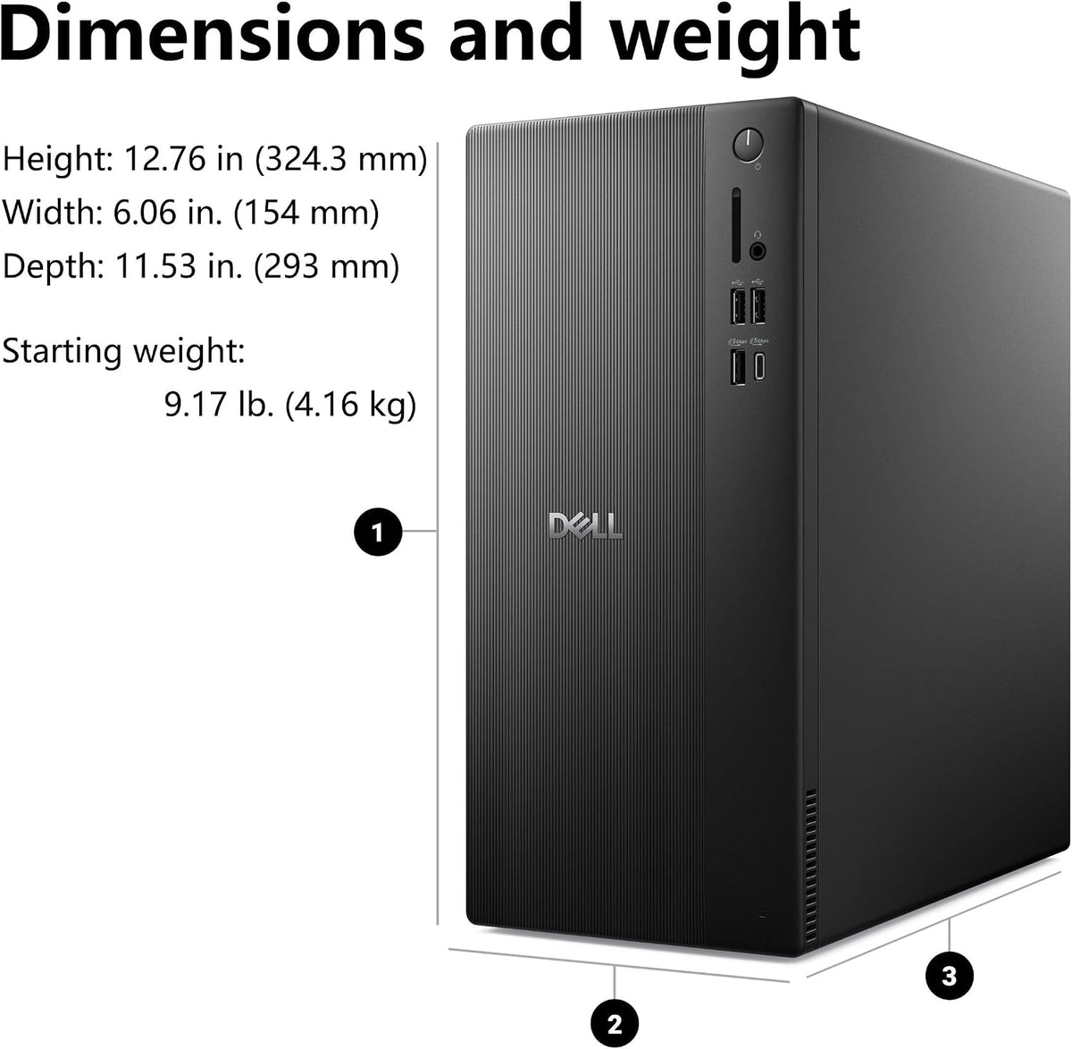 Dell Tower Desktop ECT1250, Intel i3-14100, 32GB DDR5 1TB SSD, Win 11 Pro