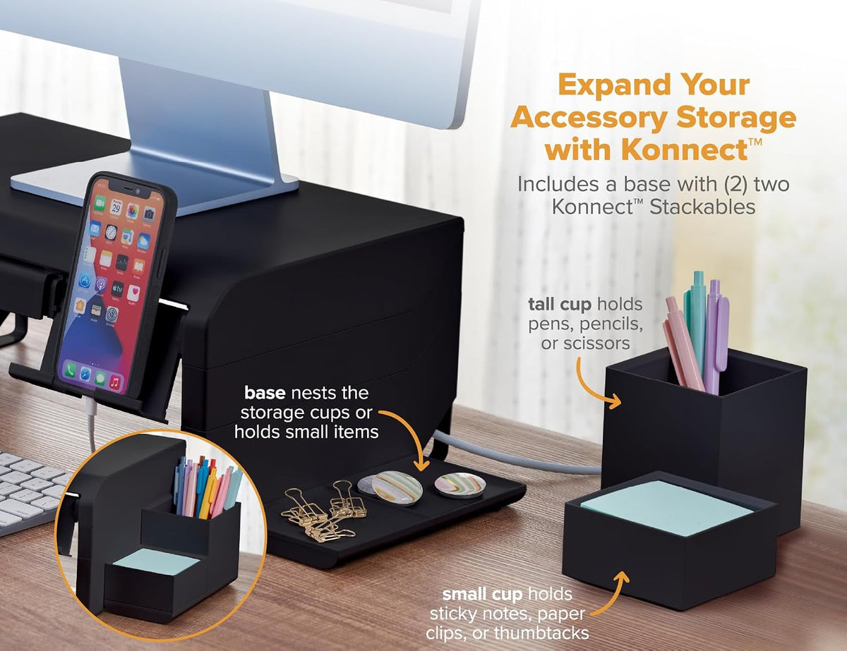 Bostitch Konnect Adjustable Monitor Riser with Drawer, Cell Phone Stand &...