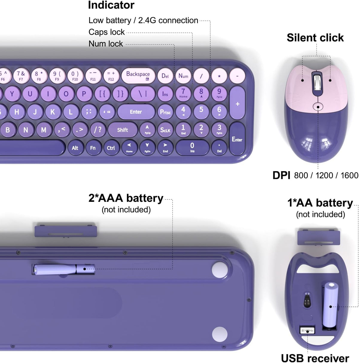 MOFII Wireless Keyboard and Mouse Combo, Compact Small Keyboard with Large Pr...