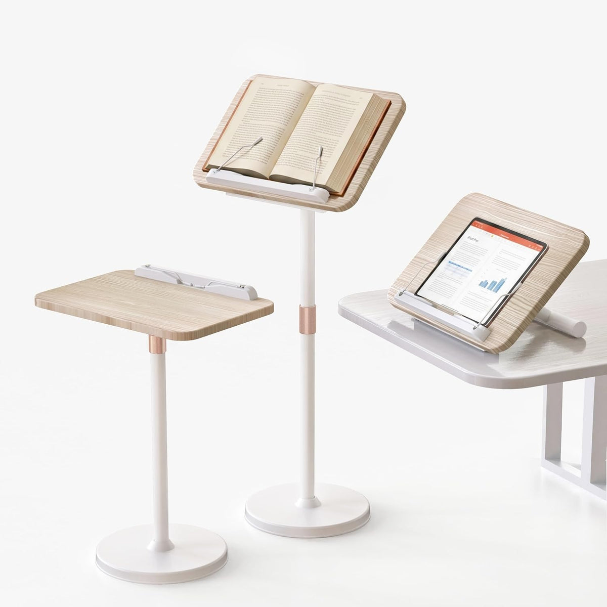 2-in-1 Floor & Desktop Reading Stand, 16.5"-51" Adjustable Book...