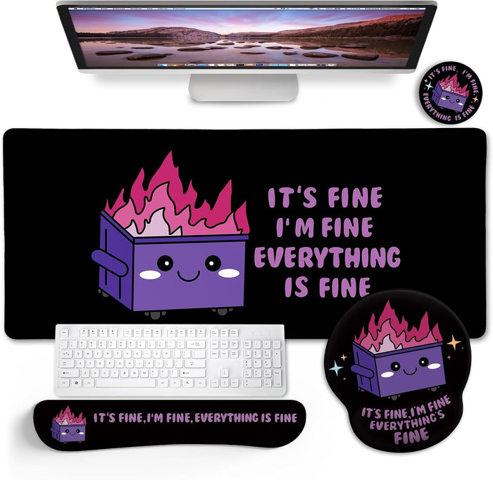 Blusabaca Dumpster on Fire Mouse Pad, Funny Cute Desk Mat Accessories Decor