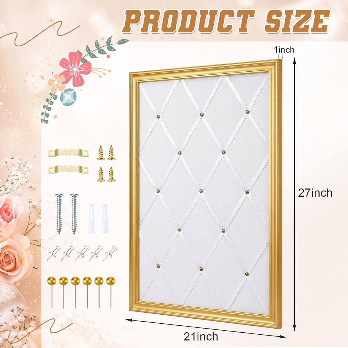 DoubleFill White Bulletin Board 21"×27" Linen Fabric Decorative Boa...