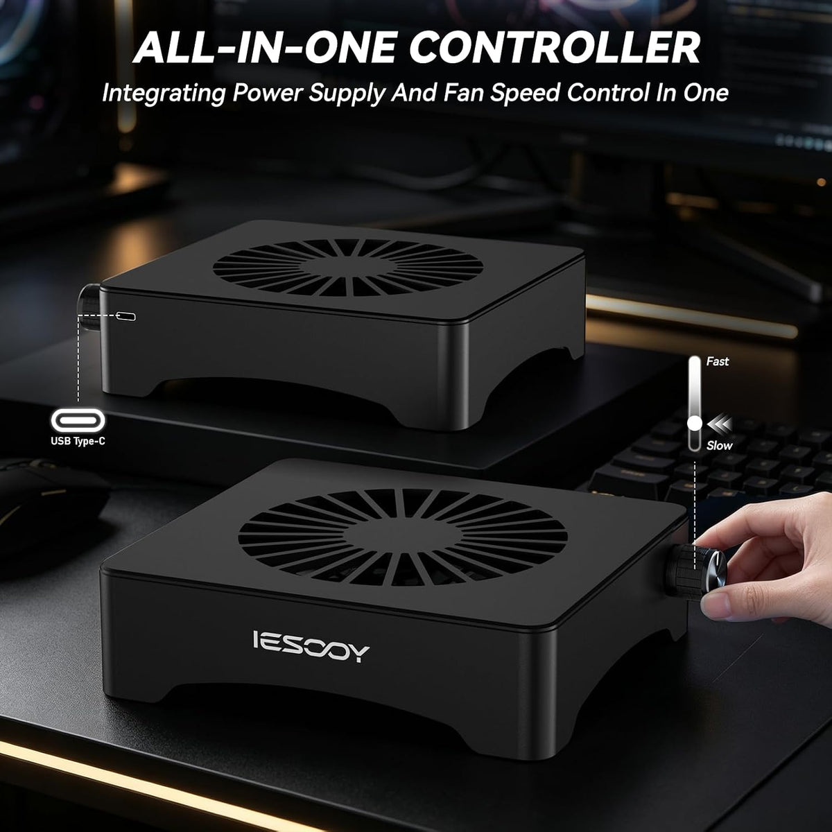 Quiet 120mm USB Cooling Fan with Aluminum Stand
