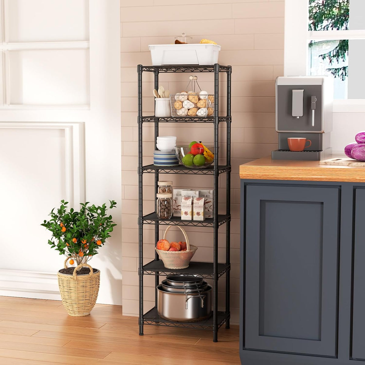 Golpart 6Tier Adjustable Storage Shelves Metal Wire Shelving Standing Shelf