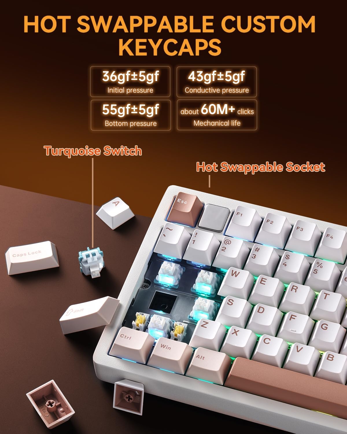 LEOBOG x AULA HI75C Pro PC Gaming Aluminum Alloy Keyboard,Bluetooth/USB-C/Wir...