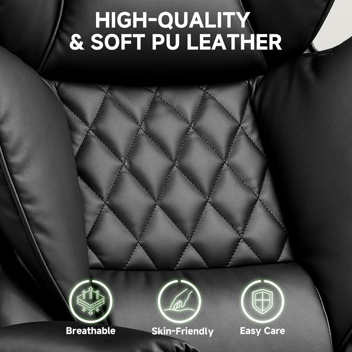 COMHOMA Big and Tall Office Chair, High Back Leather Gaming Chair with Footre...