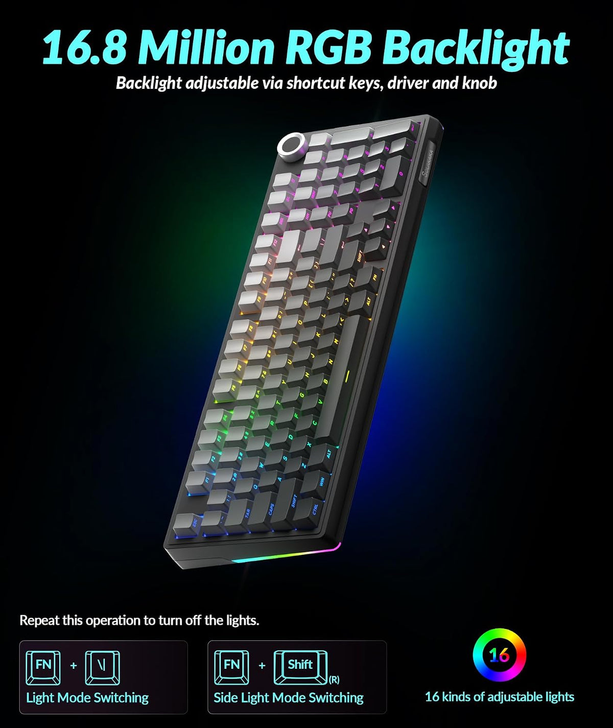 SOLAKAKA KI99 Pro 96% Wireless Mechanical Keyboard, RGB Gaming Keyboard, Hot-...
