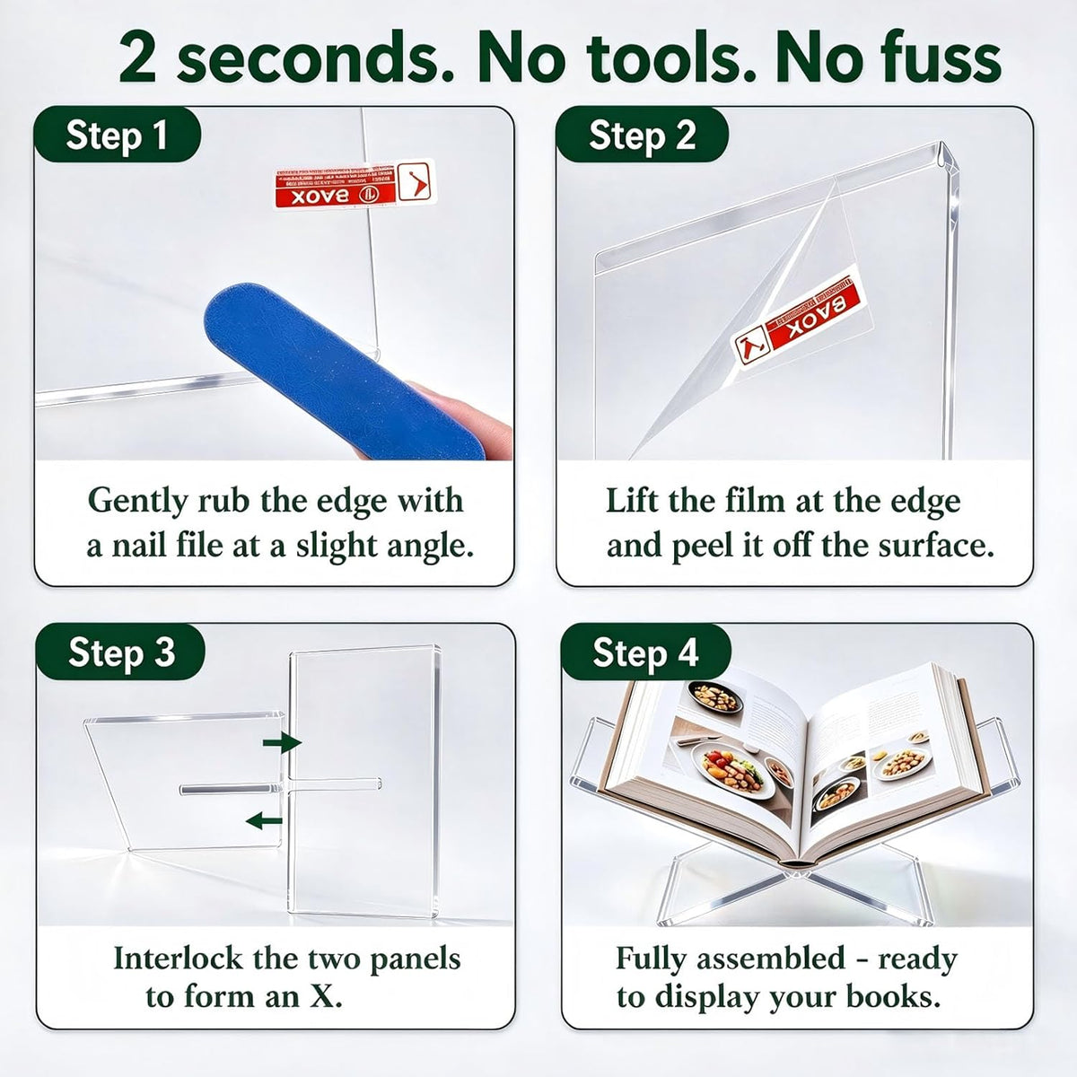 Acrylic Book Stands for Display 15.8"×9.5"×4.2" with Protectin...