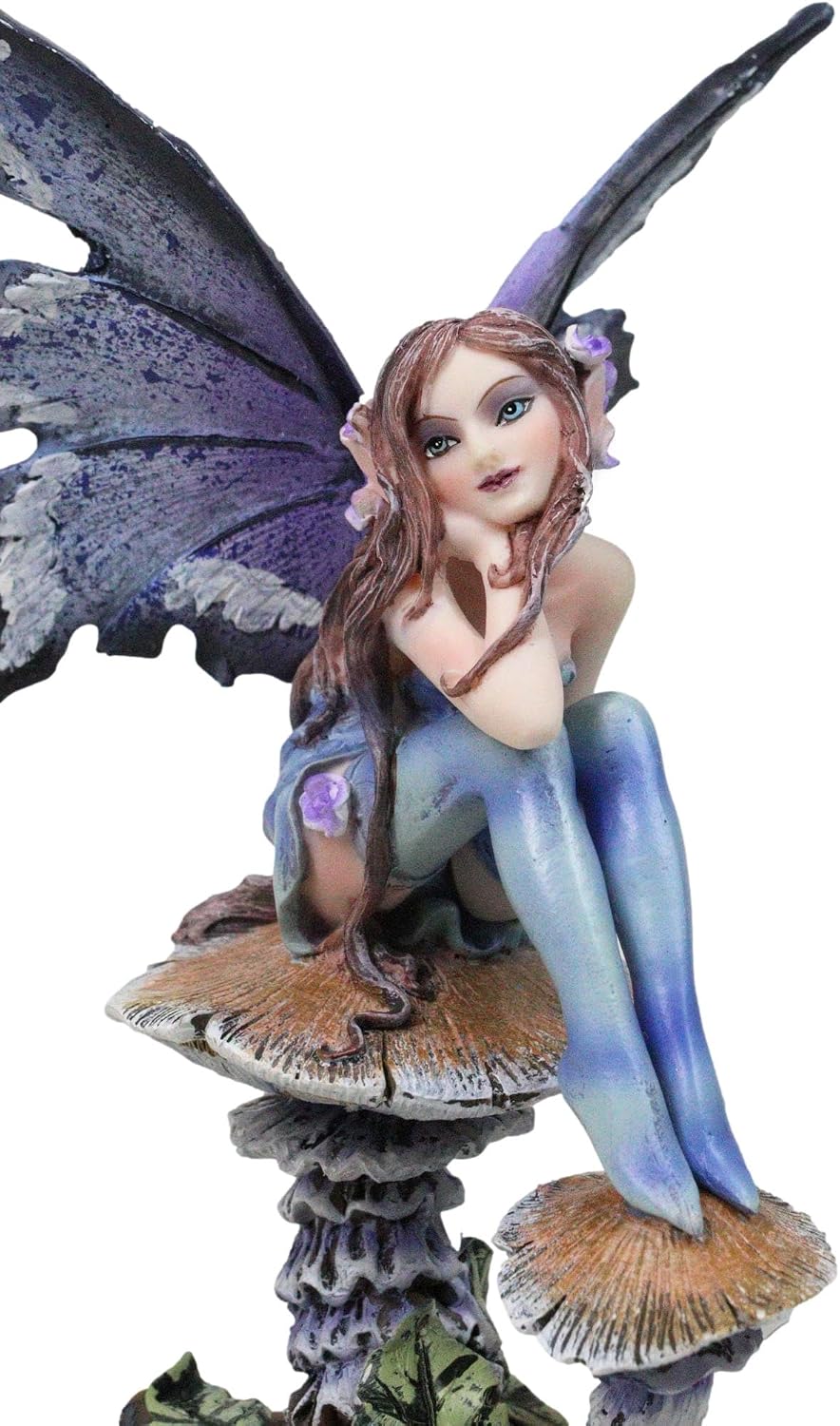 Ebros Amy Brown Forest Willow Nice Fairy Sitting On Wild Giant Mushroom Stool...