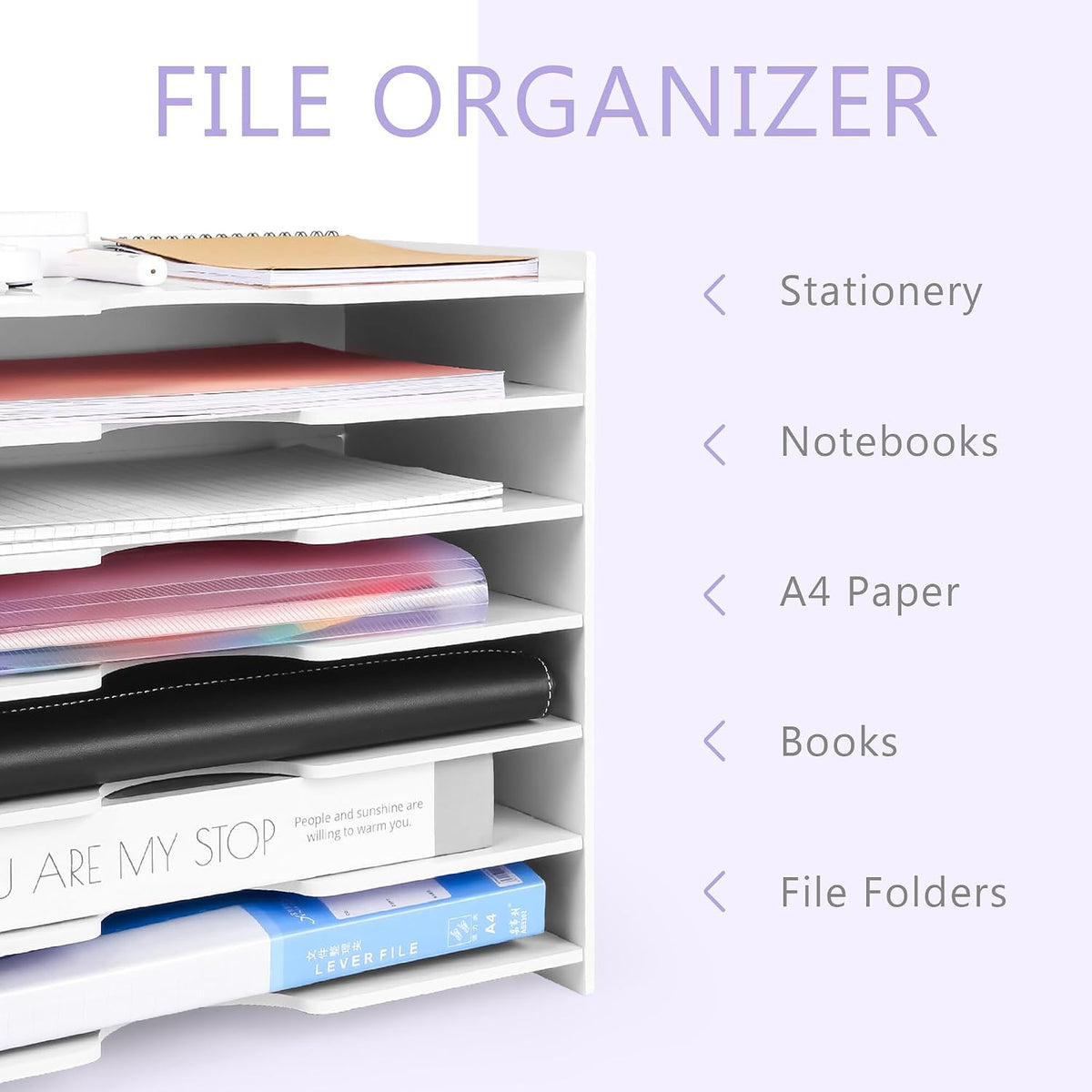 Paper Organizer Storage for Desk, 7 Tier Wide Construction File Organizer Pap...