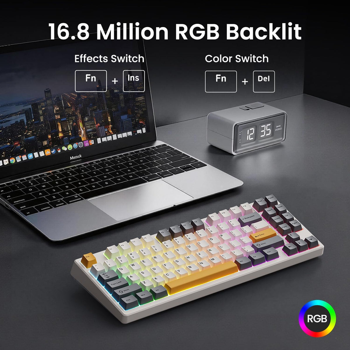 Kisnt KN85 Wireless Mechanical Keyboard, 75% Layout, Bluetooth/2.4GHz/USB-C, ...
