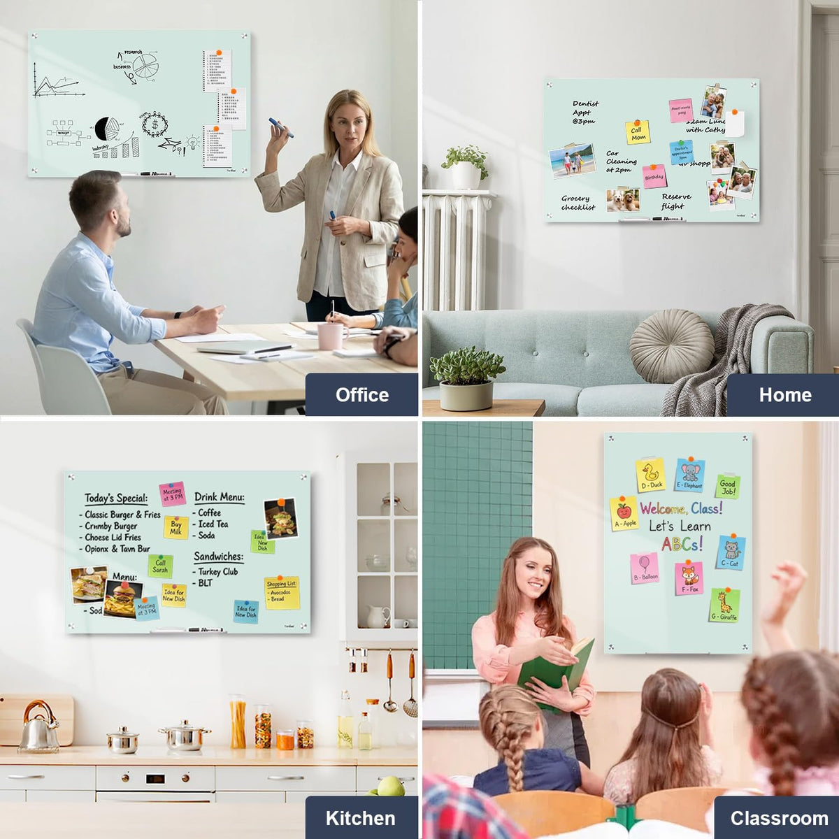 Tankee Glass Whiteboard 36x24 Magnetic White Board Dry Erase Board for Wall