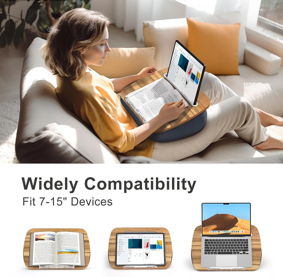 ERGONOV Book Pillow Stand with 6500K Reading Light, Hands Free Book Holder