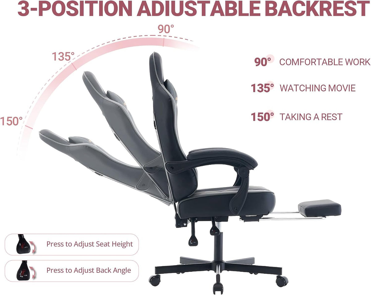 Mistpeople Gaming Chair, Ergonomic High Back Computer Chair with Footrest, Lu...