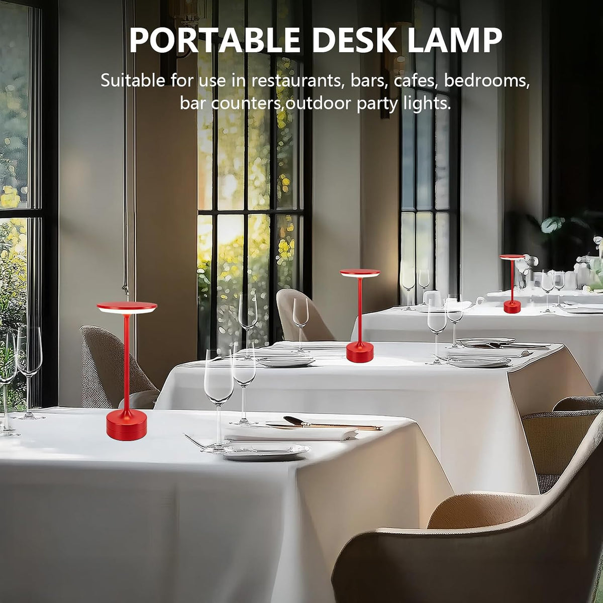 Small Table Lamp, Portable Metal Table Lamp, Cordless Rechargeable Table Lamp...