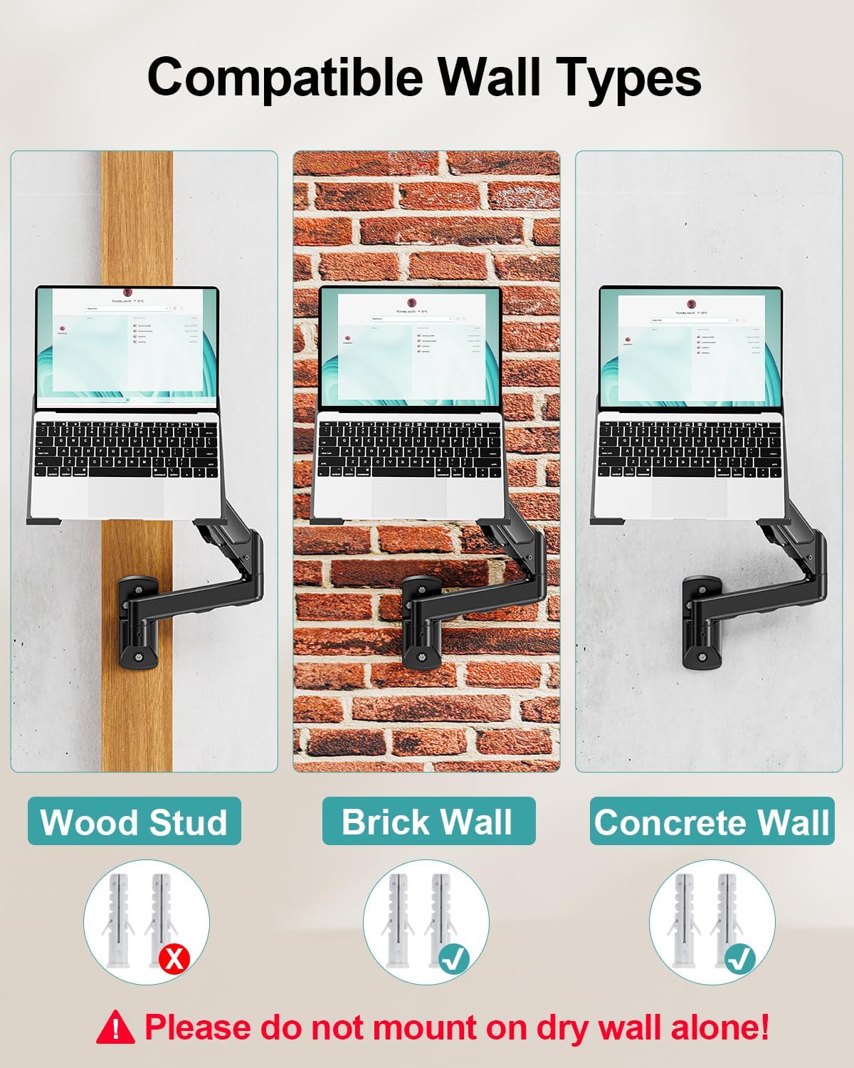 MOUNT PRO Laptop Wall Mount, 2-in-1 Monitor Wall Mount with Vented Tray for 1...