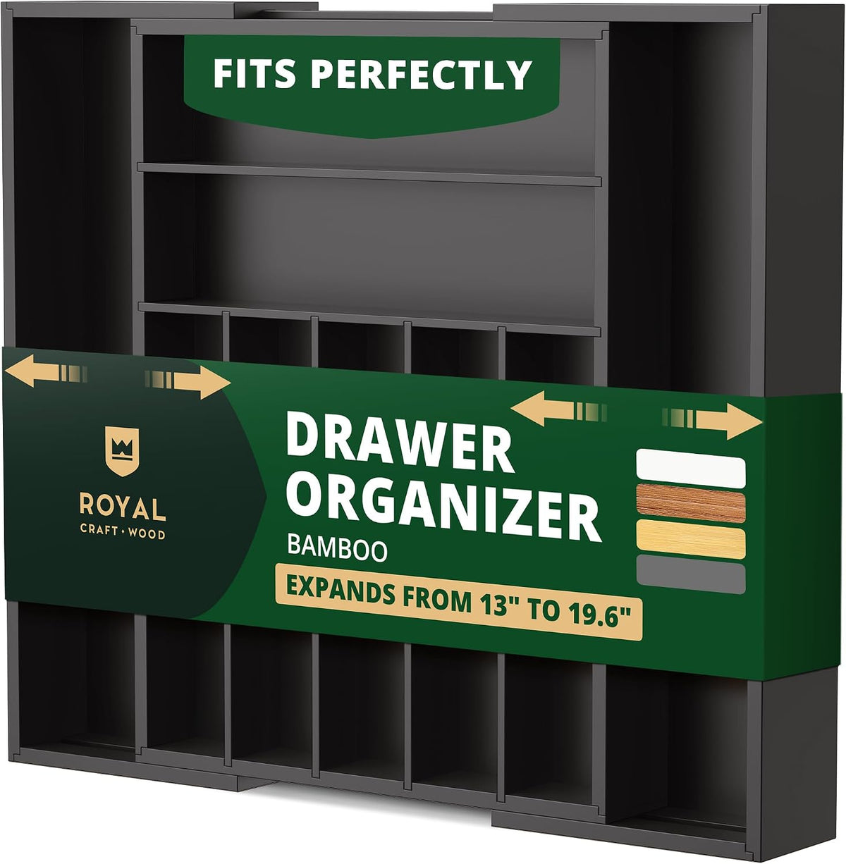 ROYAL CRAFT WOOD Luxury Bamboo Kitchen Drawer Organizer - Silverware Organize...
