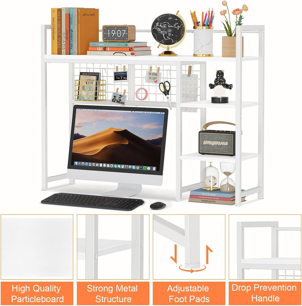 Snughome Desk Shelf, 38.6" Desktop Organizer Shelf, Desk Hutch for Compu...