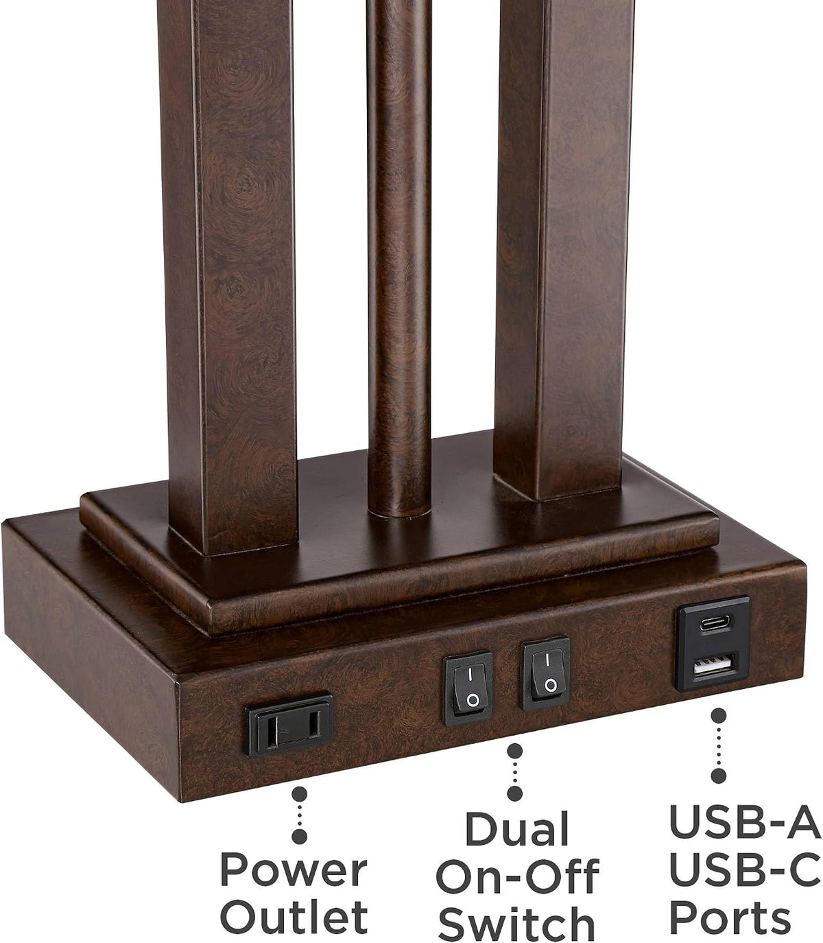 Deacon 26" Tall Desk Lamp Gooseneck USB and Outlet Bronze Brown LED Modern