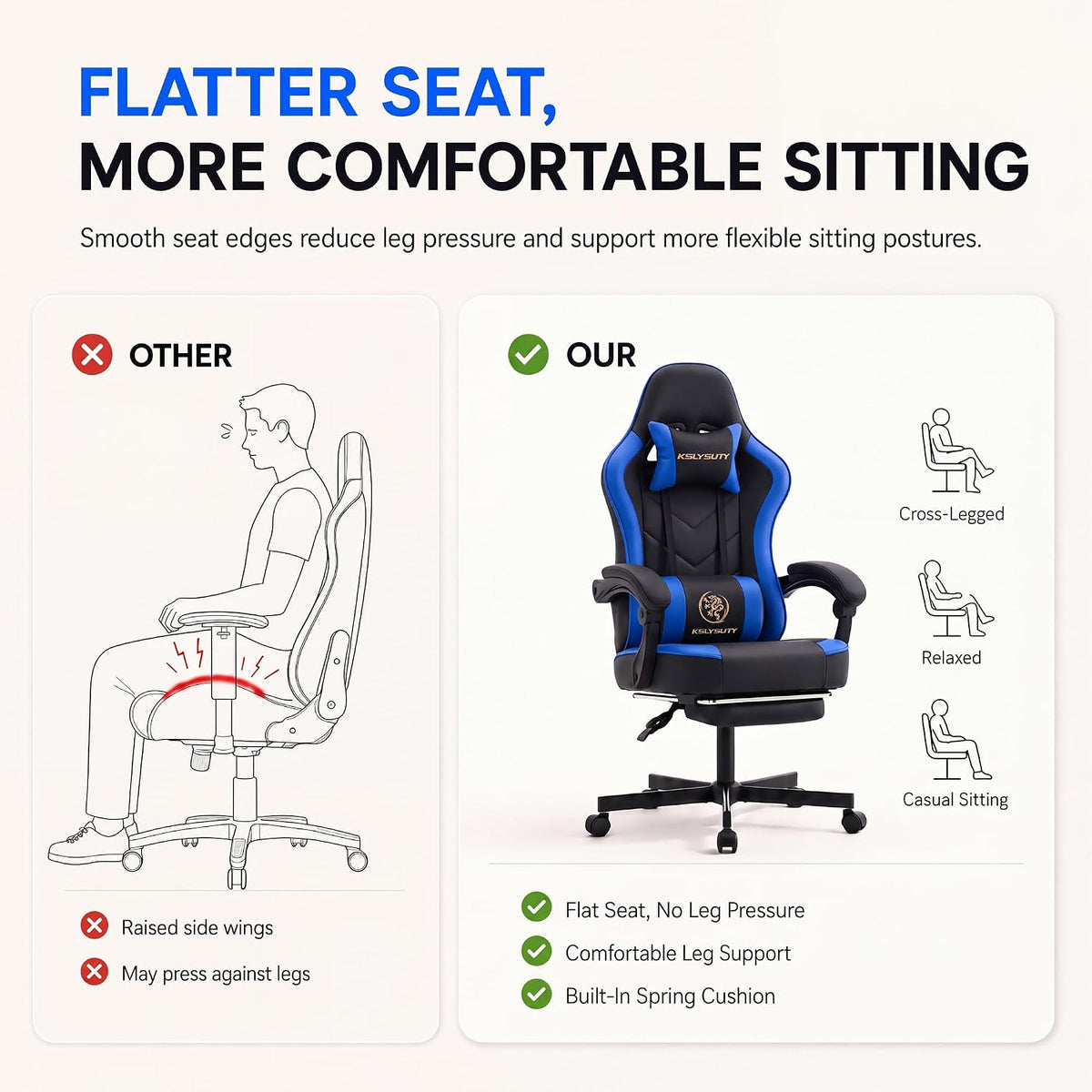 Desk Computer Gaming Chair - High Back Ergonomic Office Chair with Footrest a...