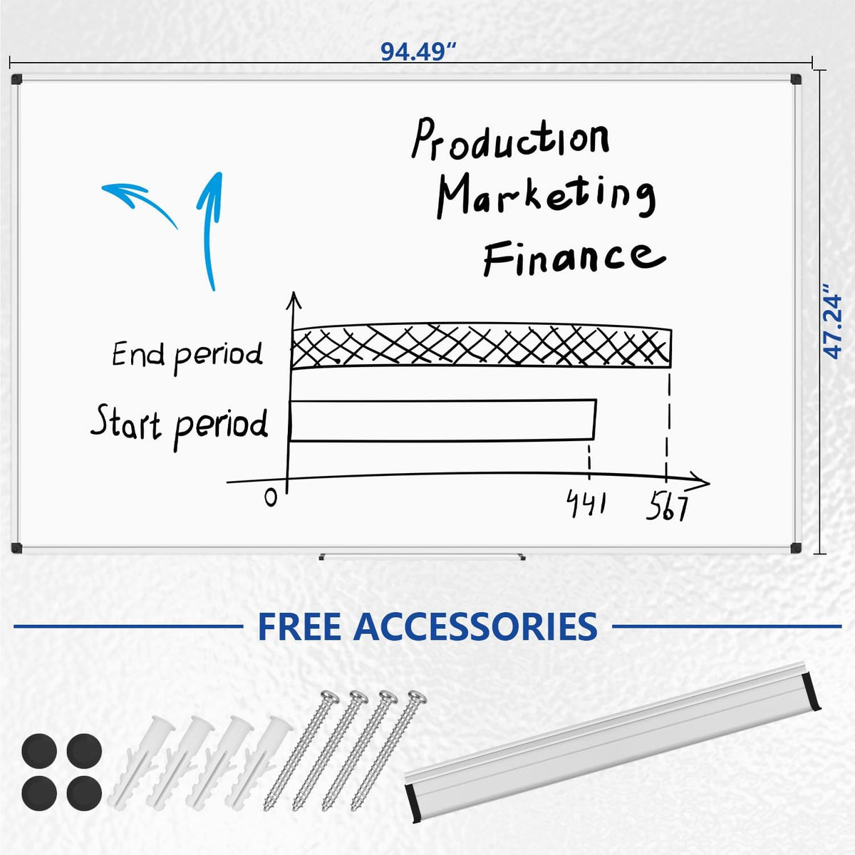 XBoard Magnetic Dry Erase Board 96 x 48 Inches Wall-Mounted