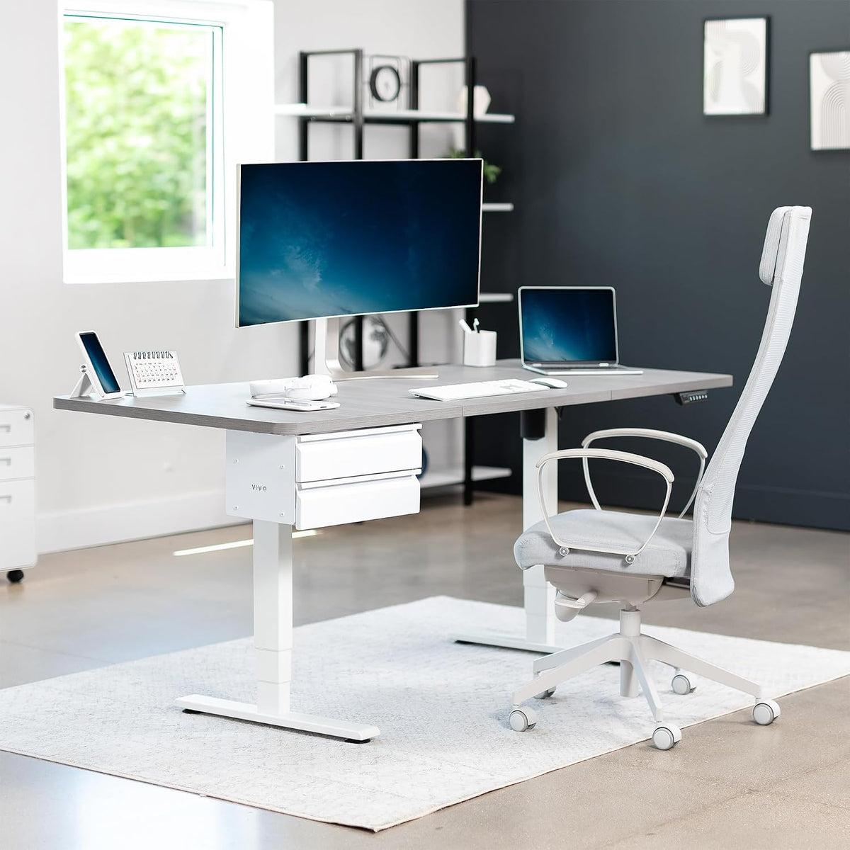 VIVO White 16 in Slide Out Dual Tier Desk Drawer, DESK-DR02W
