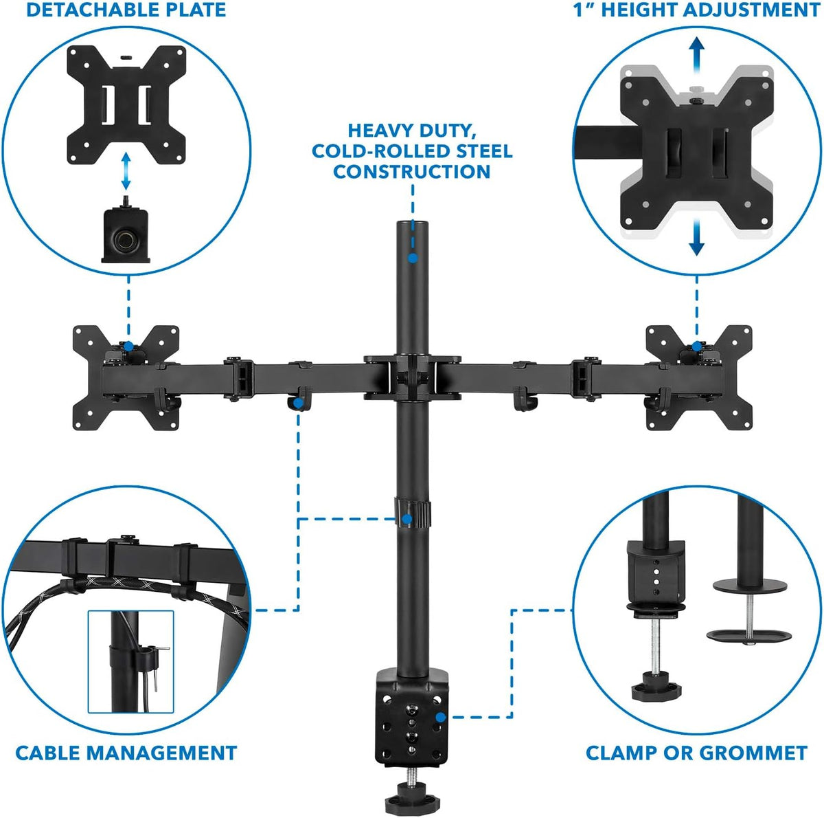 Mount-It! Dual Monitor Desk Stand, 19-32" Screens