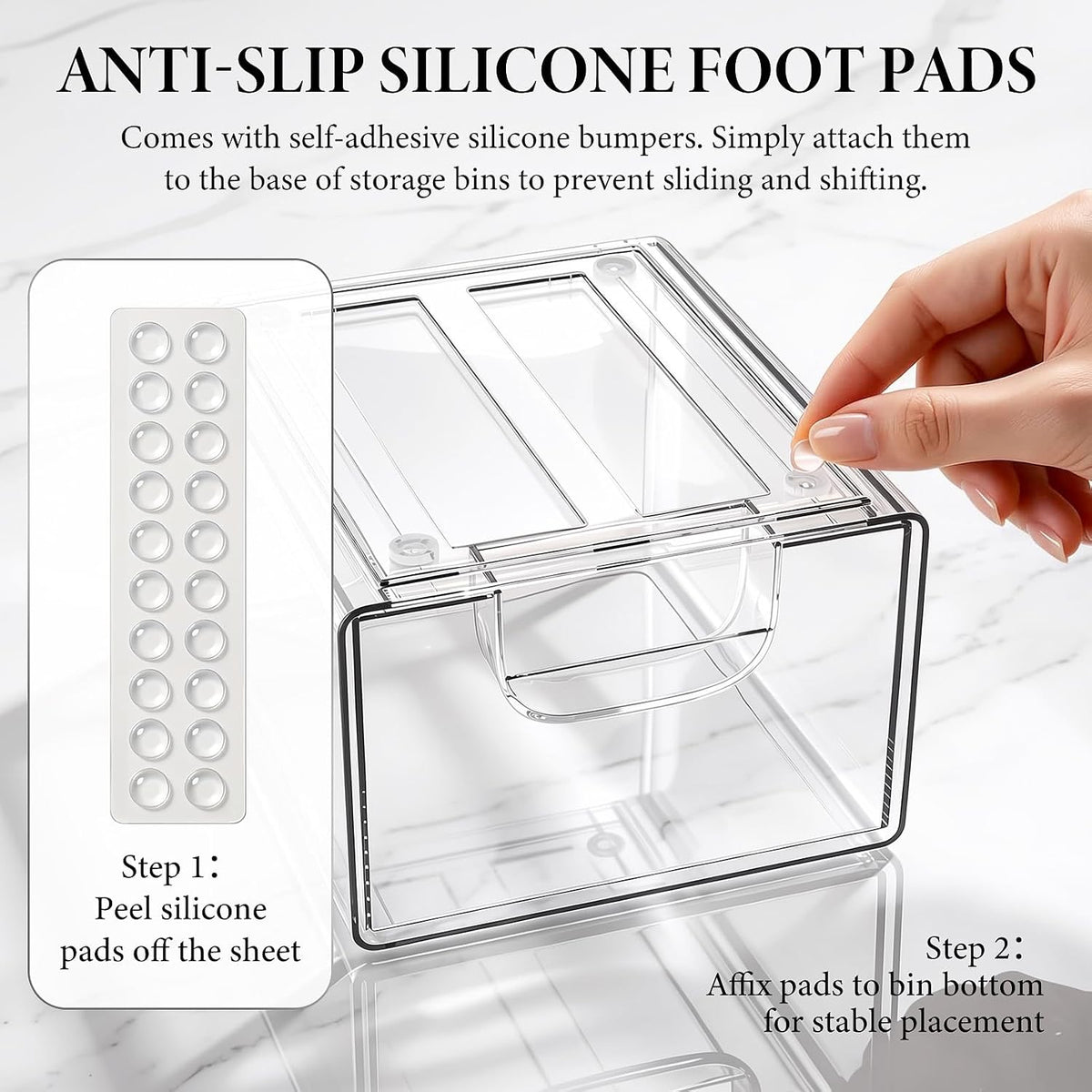 Clear Stackable Storage Drawers Set of 4 Bathroom Makeup Organizer Bins