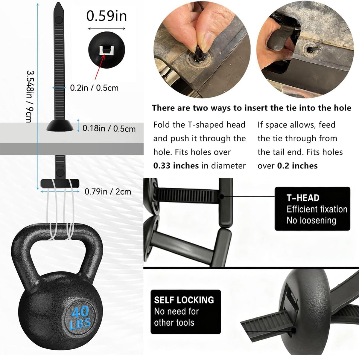 Nylon Universal Cable Tie Buckle,Heavy Duty Black Zip Ties With Pin & But...