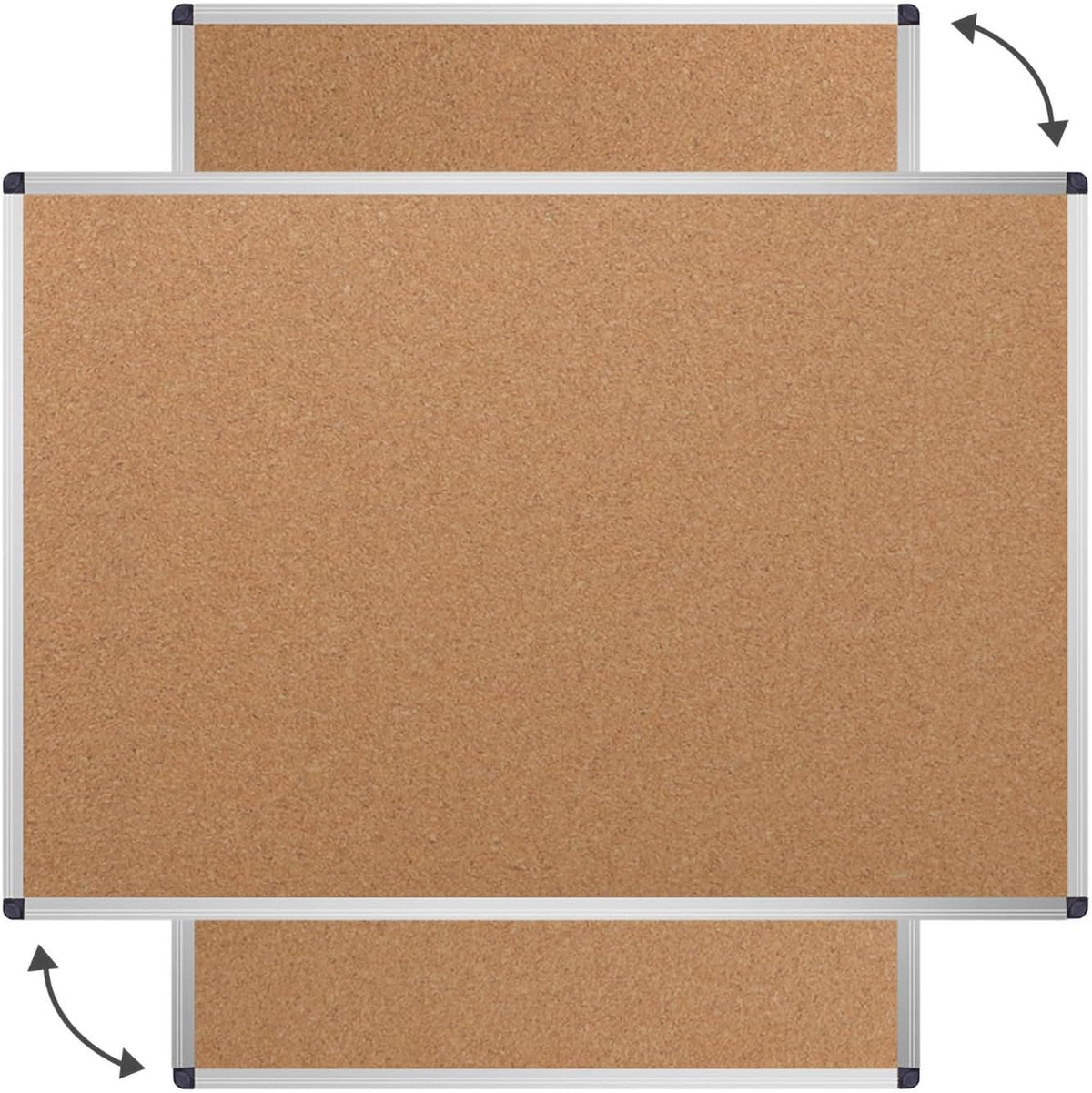 VIZ-PRO Cork Notice Board, 48 X 24 Inches, 3 Pack, Silver Aluminium Frame