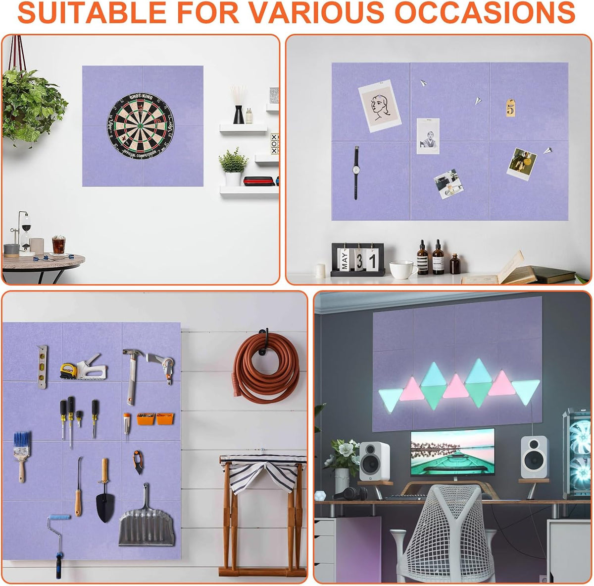 Cork Boards for Walls 48" x 36" Felt Board Alternative, 12 Pack Fel...