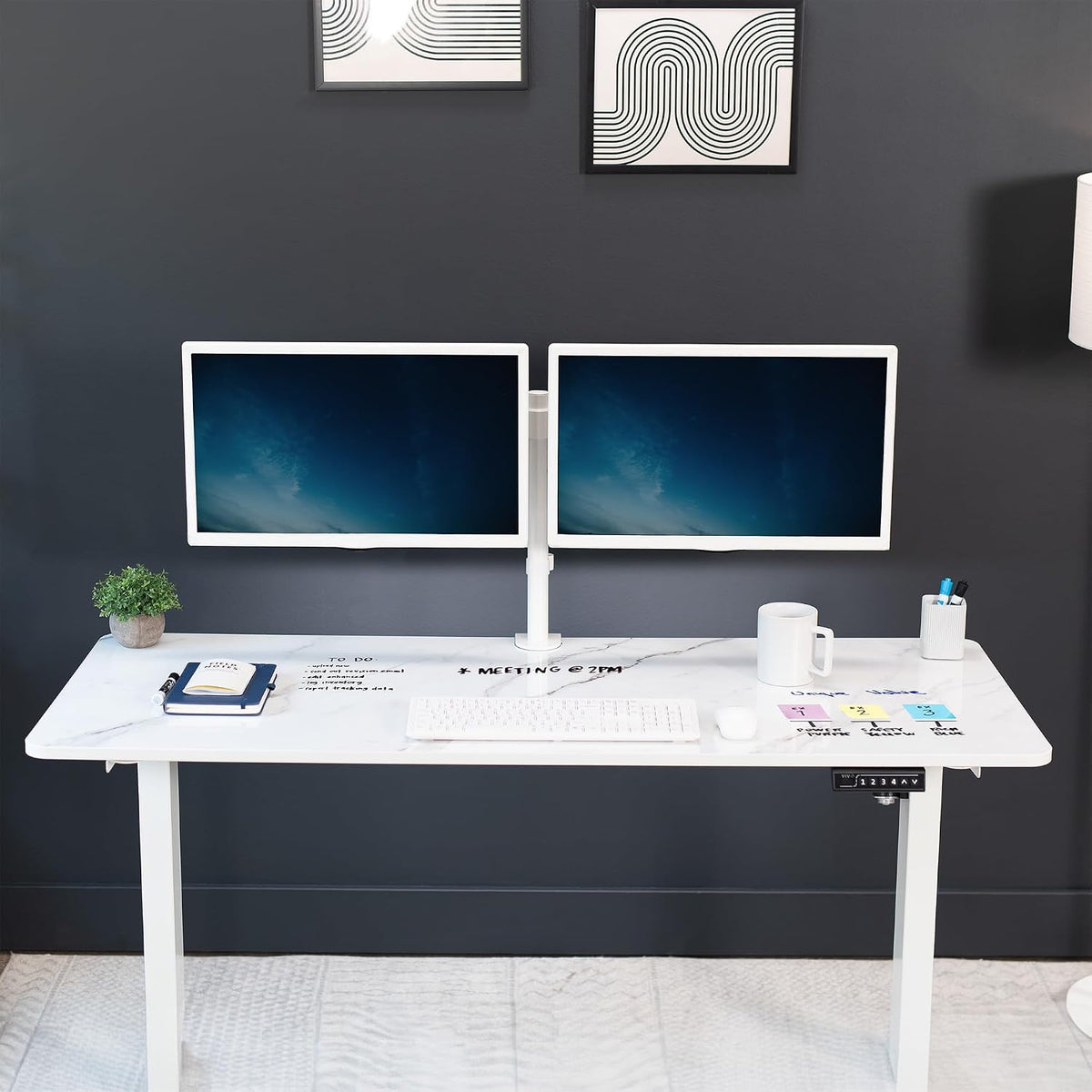 VIVO Marble Dry Erase 60 x 24 inch Solid Table Top, DESK-TOP60WM