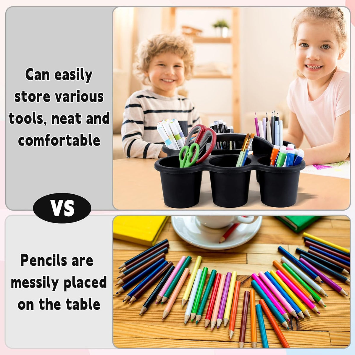 gisgfim 6 Pack Classroom Caddy Organizer with Handle, 6 Compartments, Black