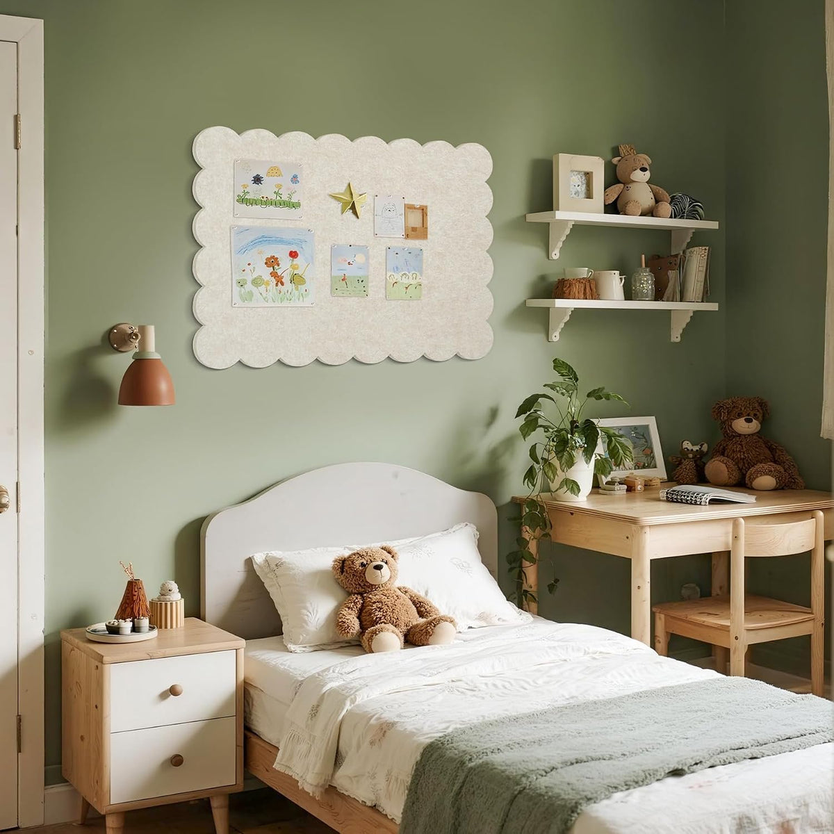 Scalloped Bulletin Board 36x24 inches, Decorative Felt Pin Board for Wall