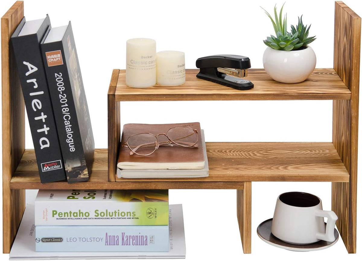 Adjustable Extendable Natural Wood Desktop Organizer Caddy Desk Organizer Cou...