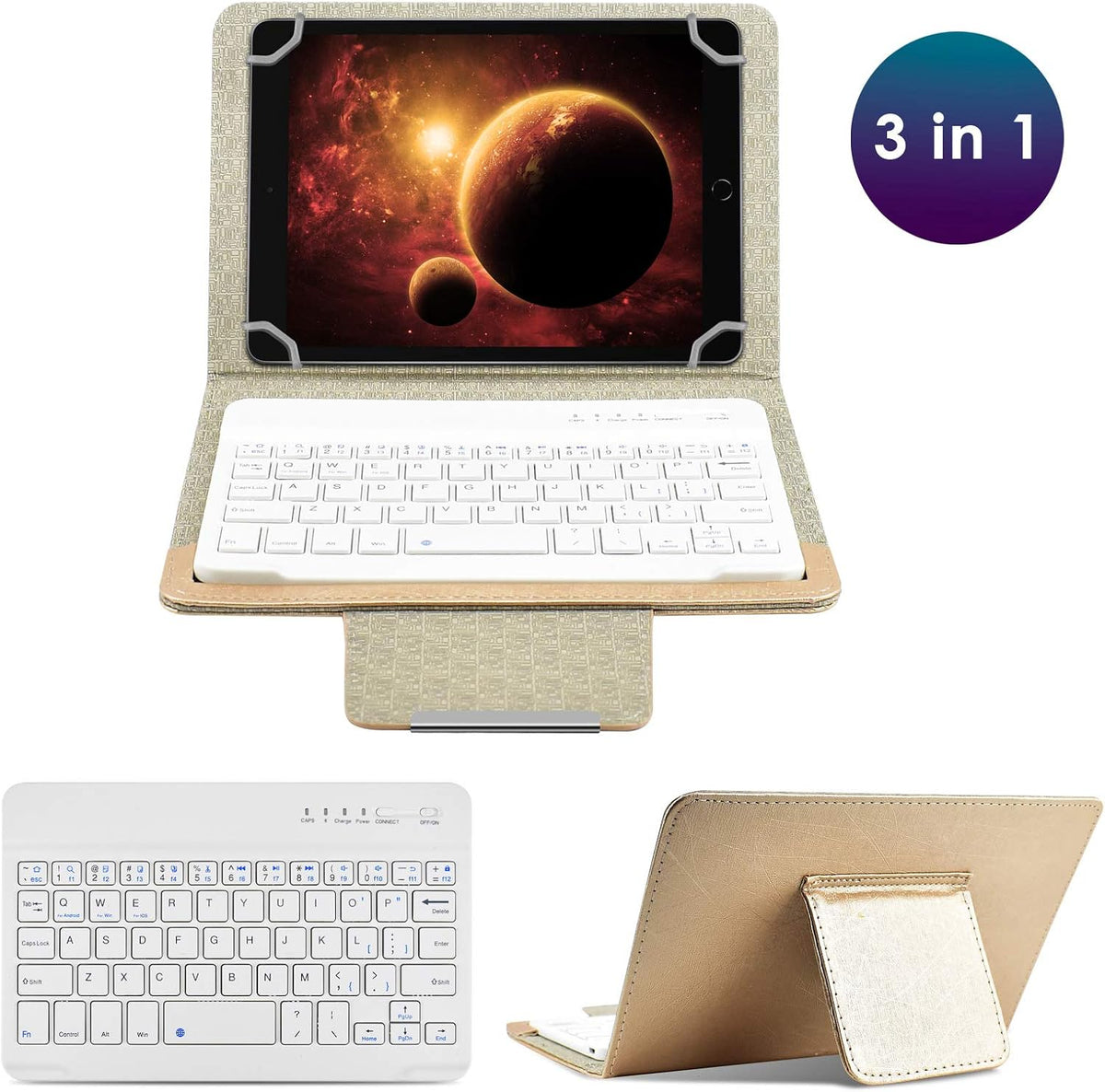 DETUOSI Universal 8.0 inch Android Tablet Case with Keyboard, Removable Wirel...
