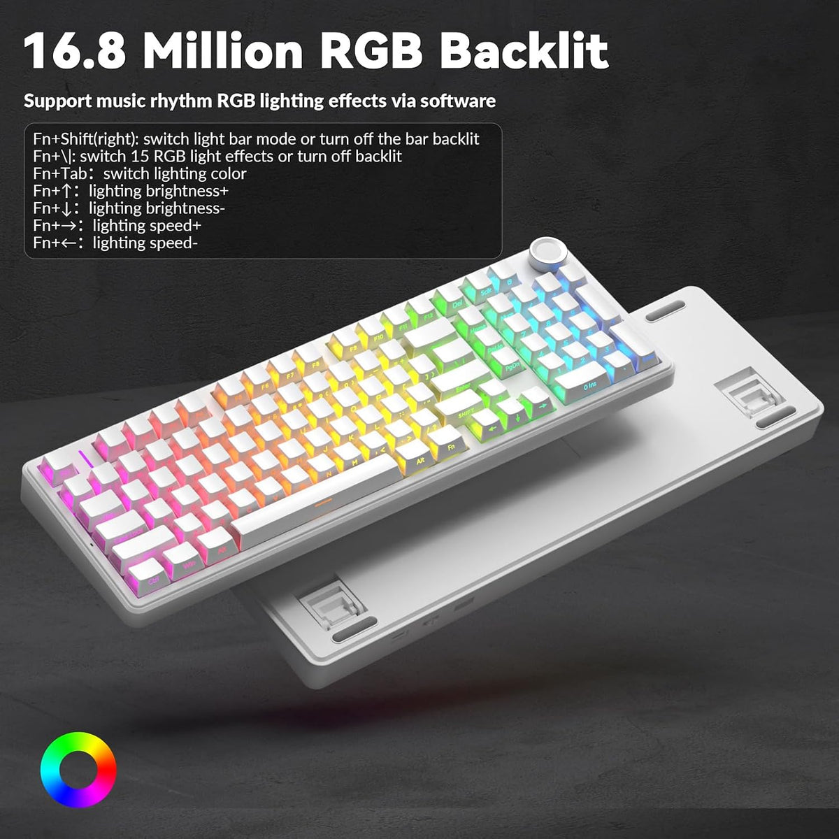 AULA F99 Pro Wireless Mechanical Keyboard-Silent Version,BT5.0/2.4GHz/USB-C H...