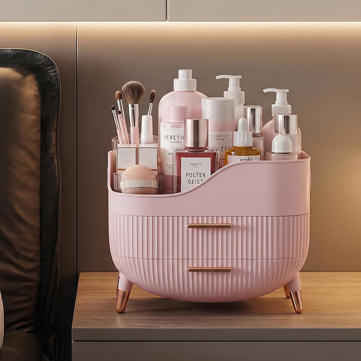 Pajiriona Makeup Organizer and Skincare Organizer with 2 Drawers and Handle