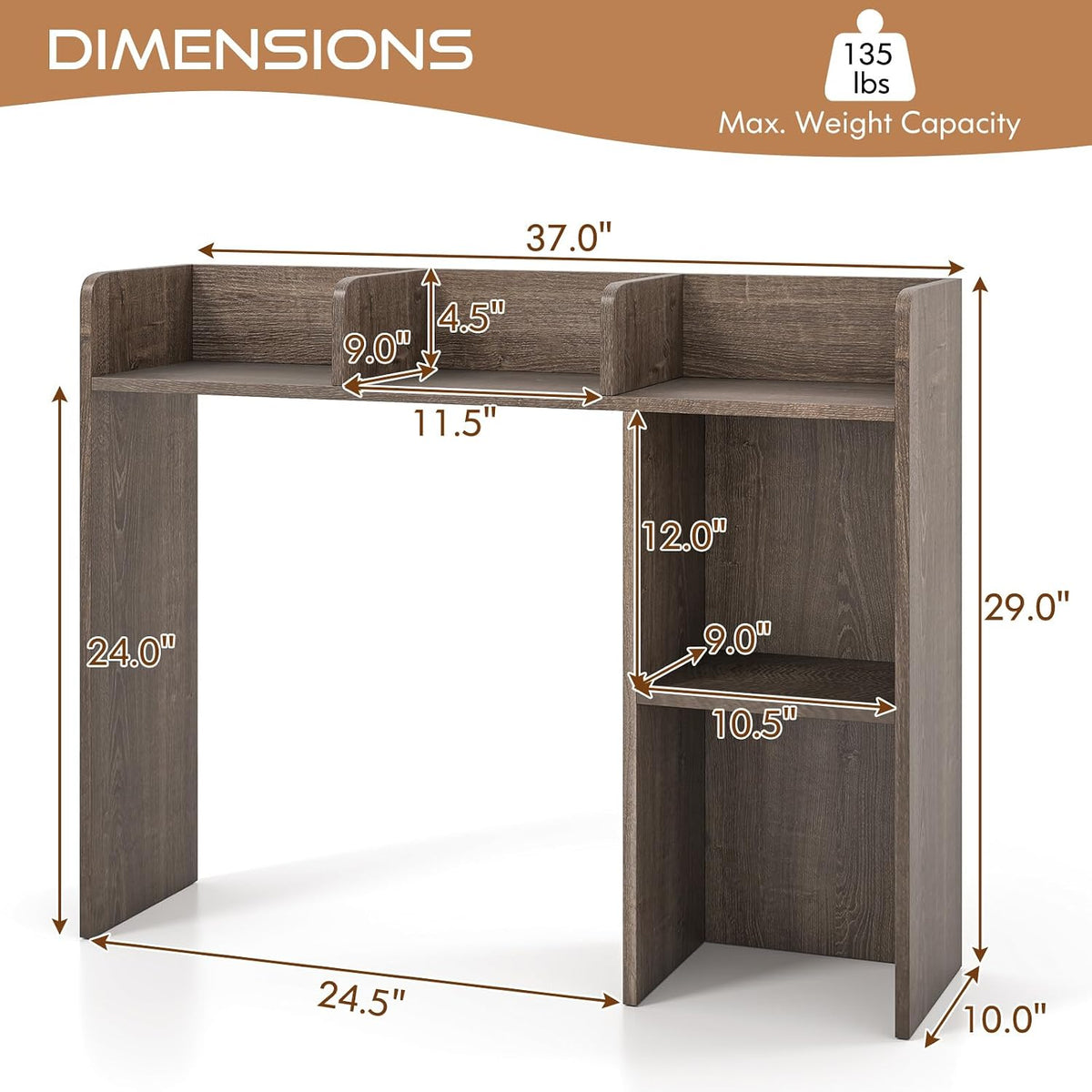 Tangkula Desktop Bookshelf, Countertop Storage Hutch with Shelves for Compute...