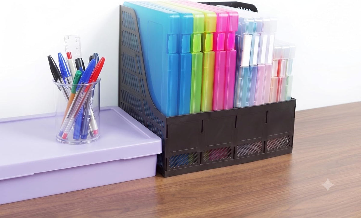 6 Packs A4 Paper Storage Boxes, 8.5 x 11 Plastic Portable Project Case for US...