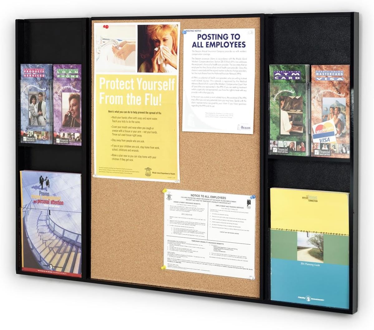 Displays2go Combination Bulletin Board and Literature Rack