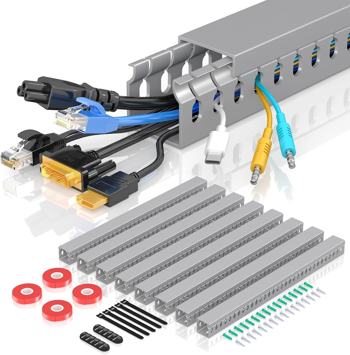 Open Slot Wire Duct Kit, 125.6"(8 x 15.7) Server Rack Cable Management, ...