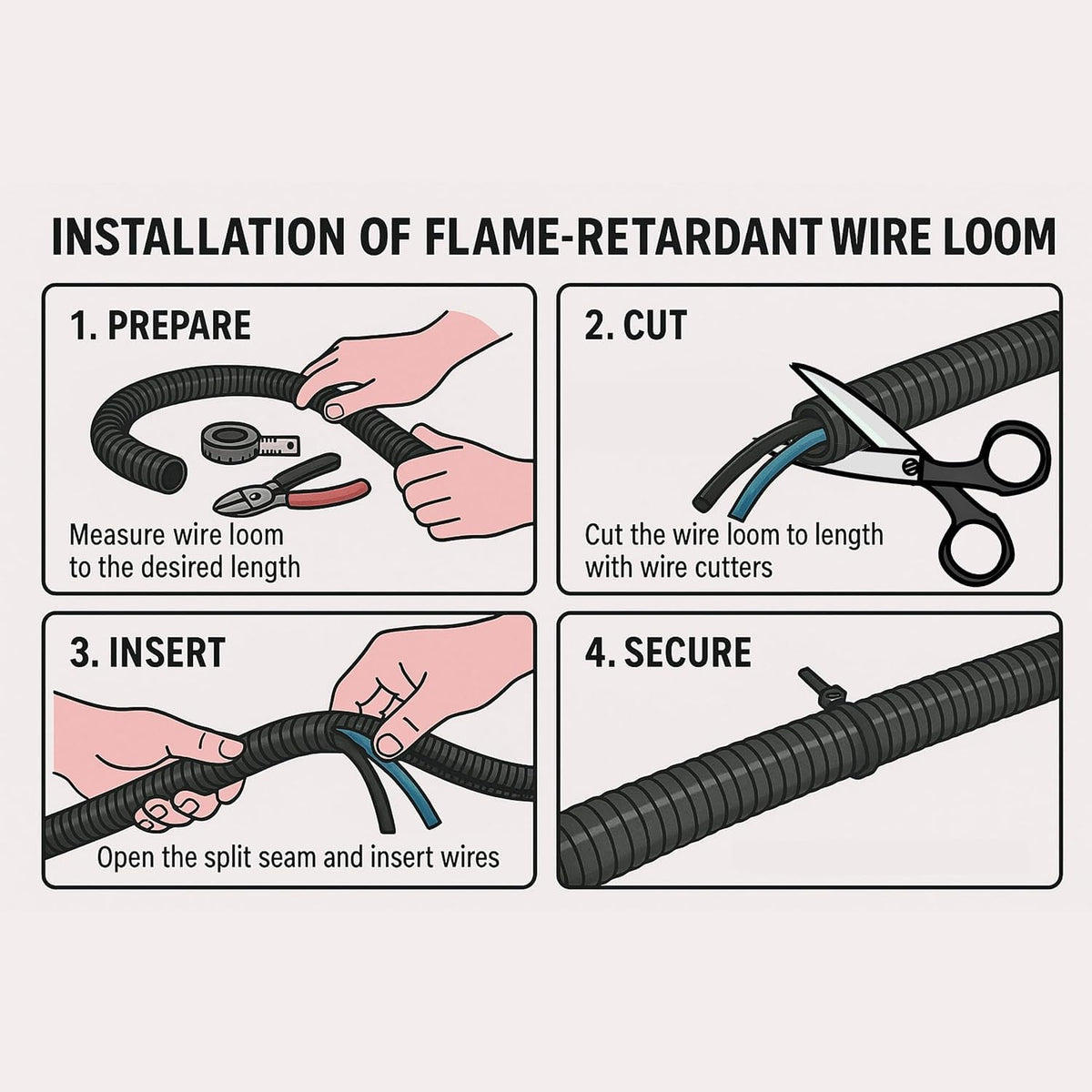 Electriduct 1.25" Flame Retardant Polypropylene Split Wire Loom - 200 Feet