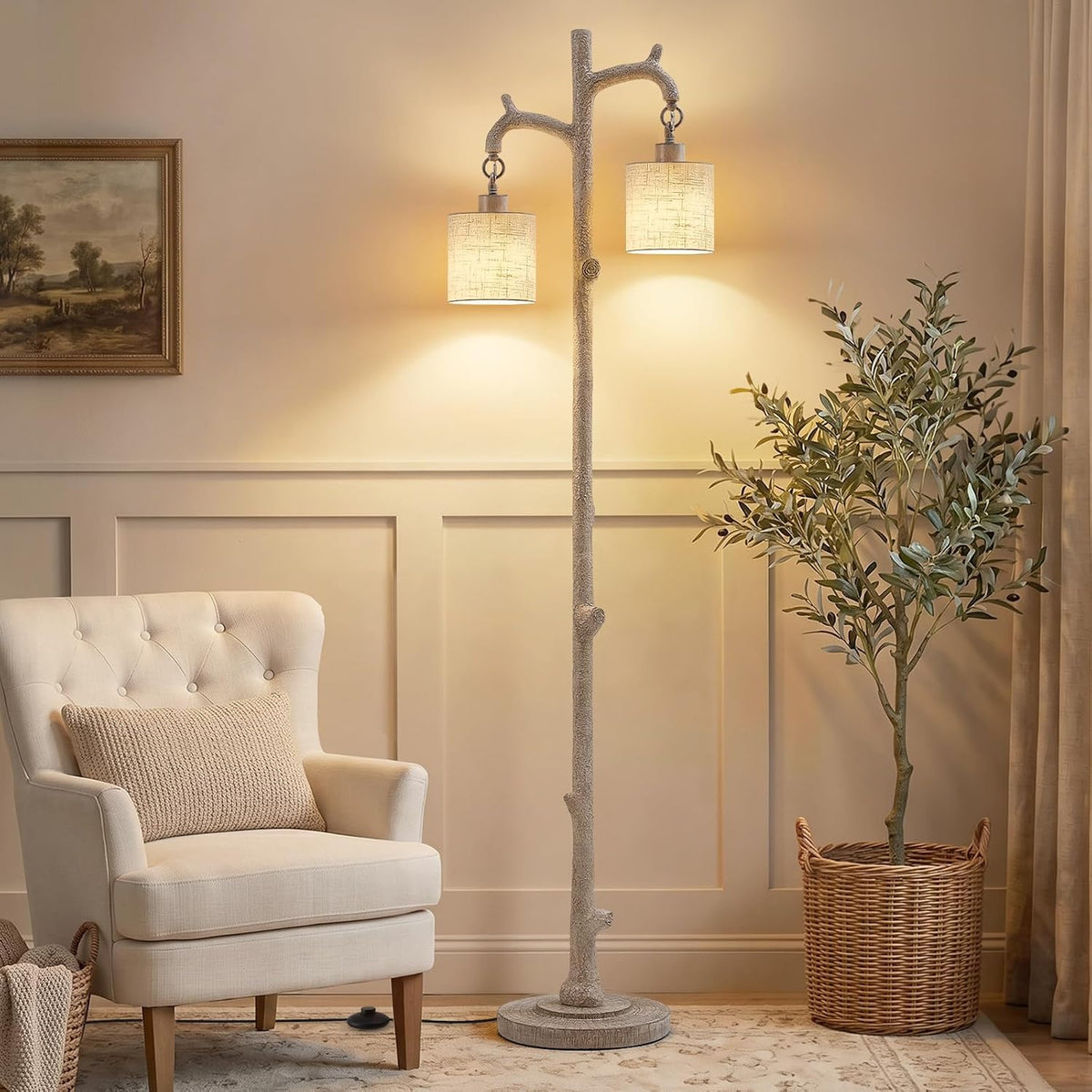 EJIAXIN Floor Lamp for Living Room - 69" Rustic Tree Trunk Standing Lamp...