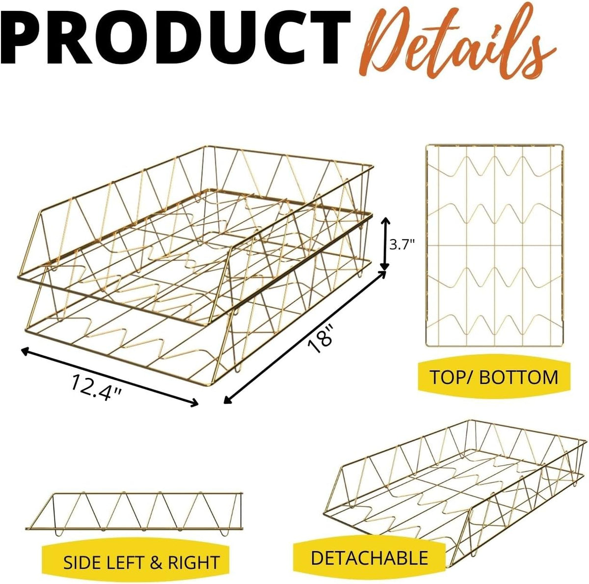 Performore 11x17 Stackable Metal Paper Tray Organizer, 2-Tier Wire Desk Trays...