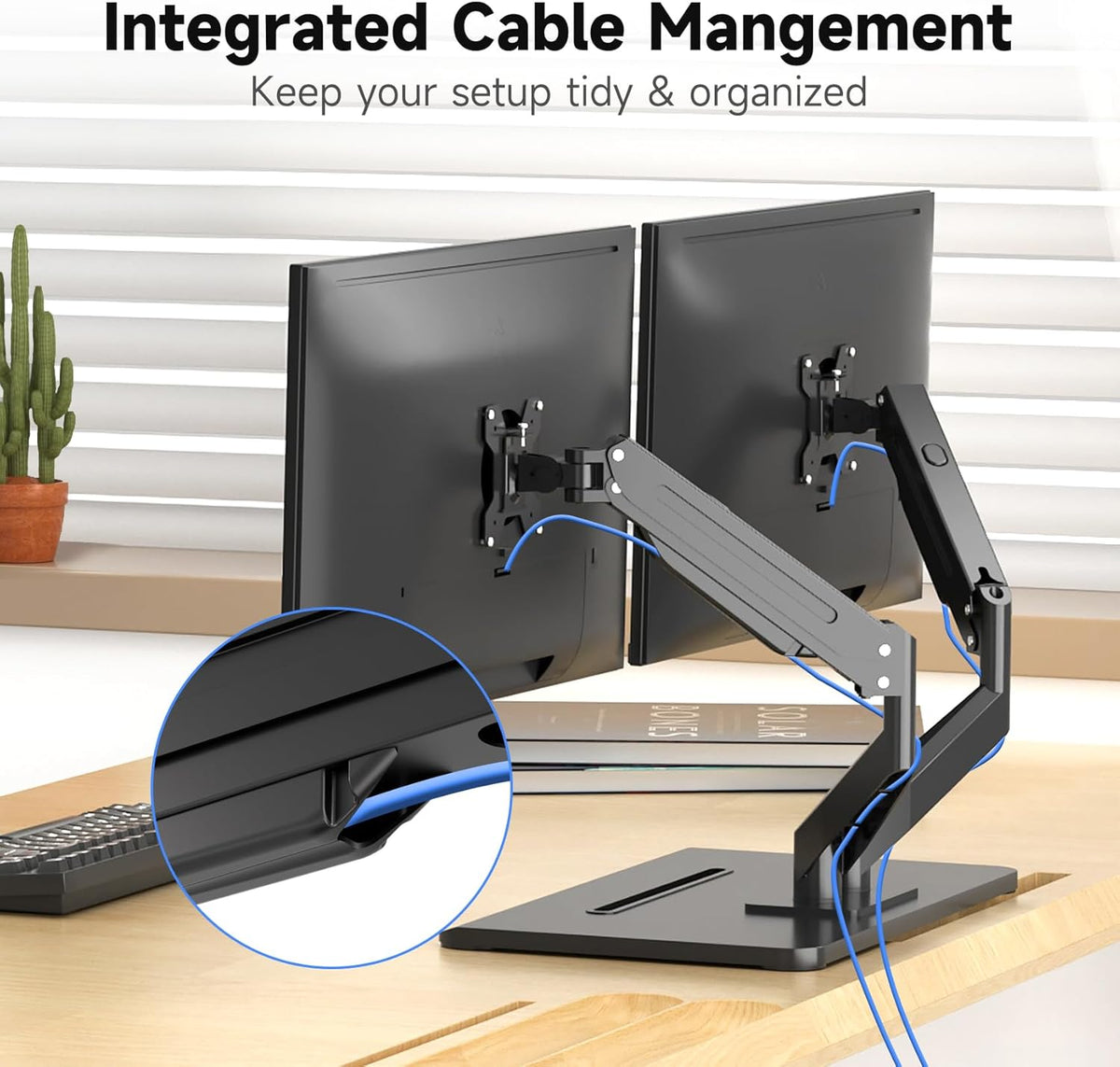 suptek Dual Monitor Mount Gas Spring Monitor Arm Desk Stand with Base,Free St...