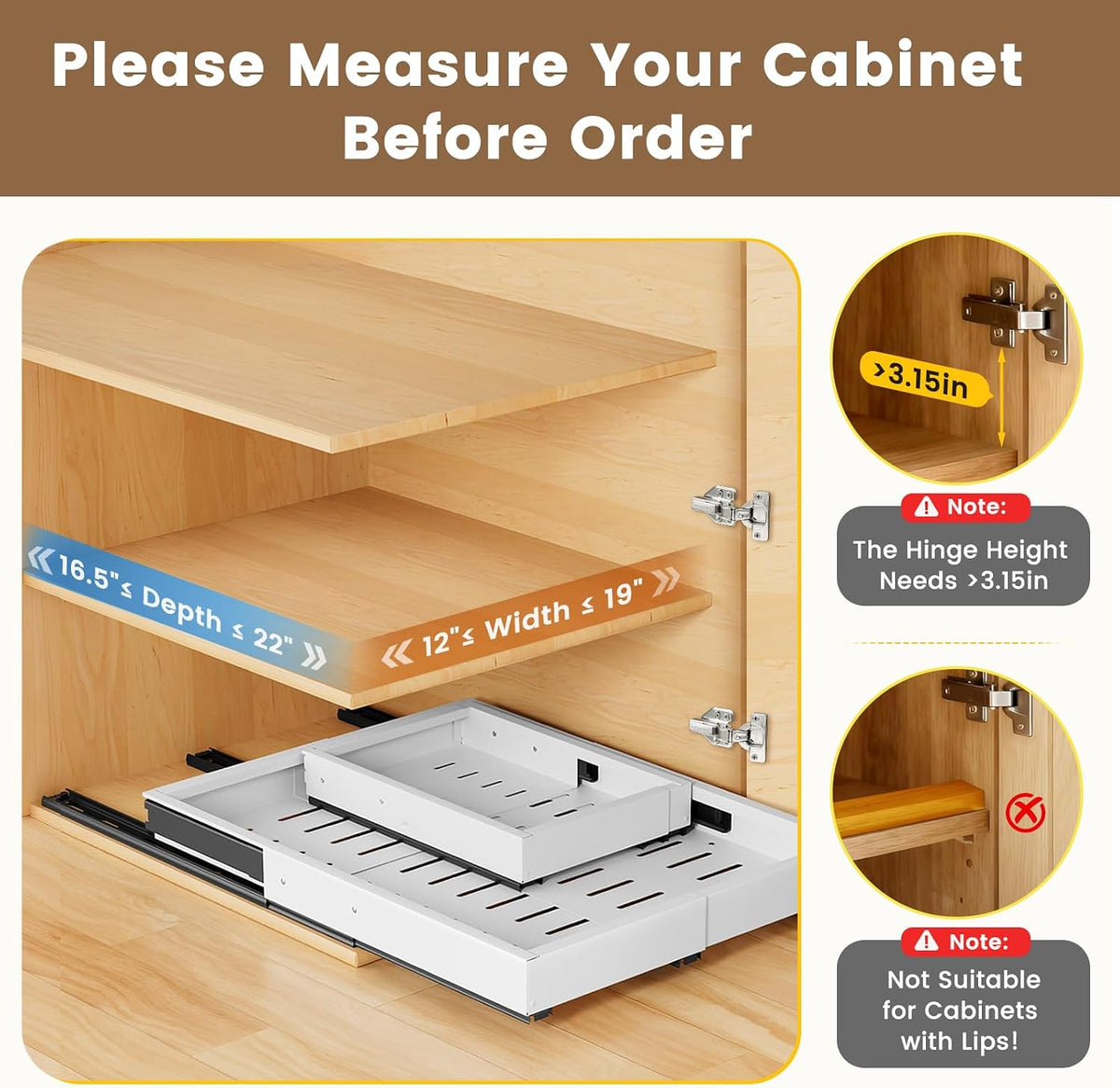 Pull Out Cabinet Organizer, Expandable Width (11.4"-18.9") Depth (1...