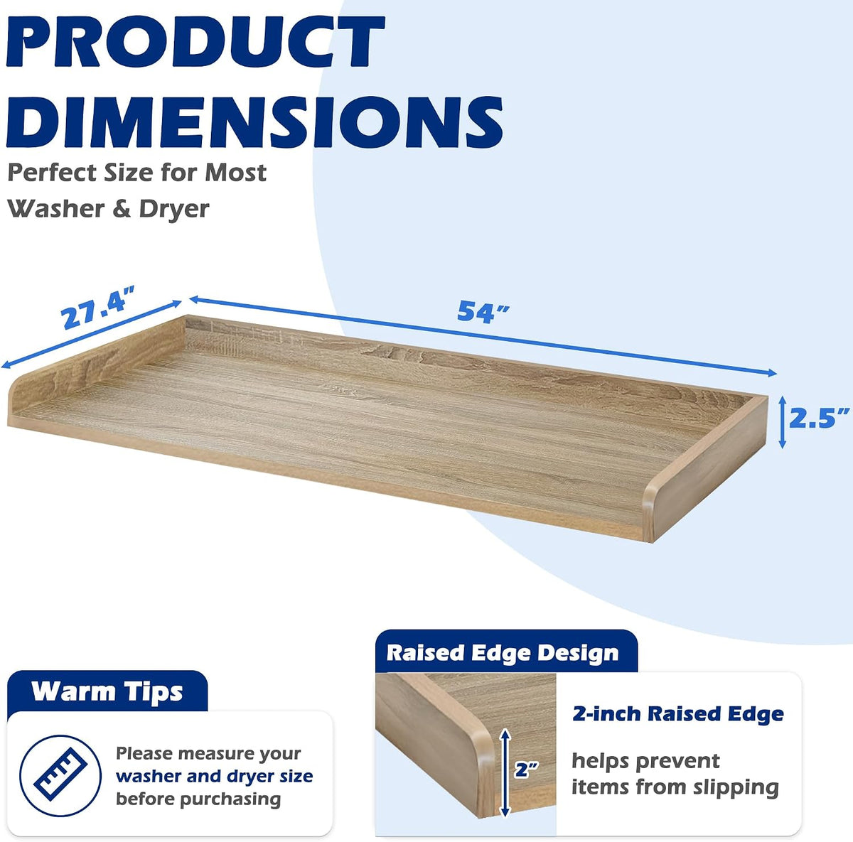 ROYXEN Washer Dryer Countertop, Laundry Countertop Solid Wood, Countertop for...